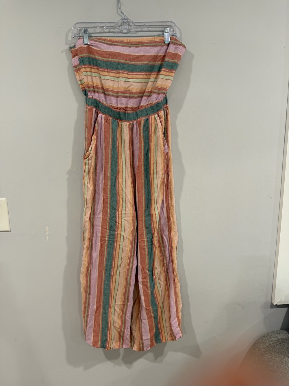 American Eagle Outfitters Strapless Multi-Color Striped Jumpsuit